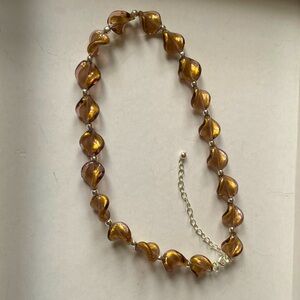 Gold champagne tone glass necklace